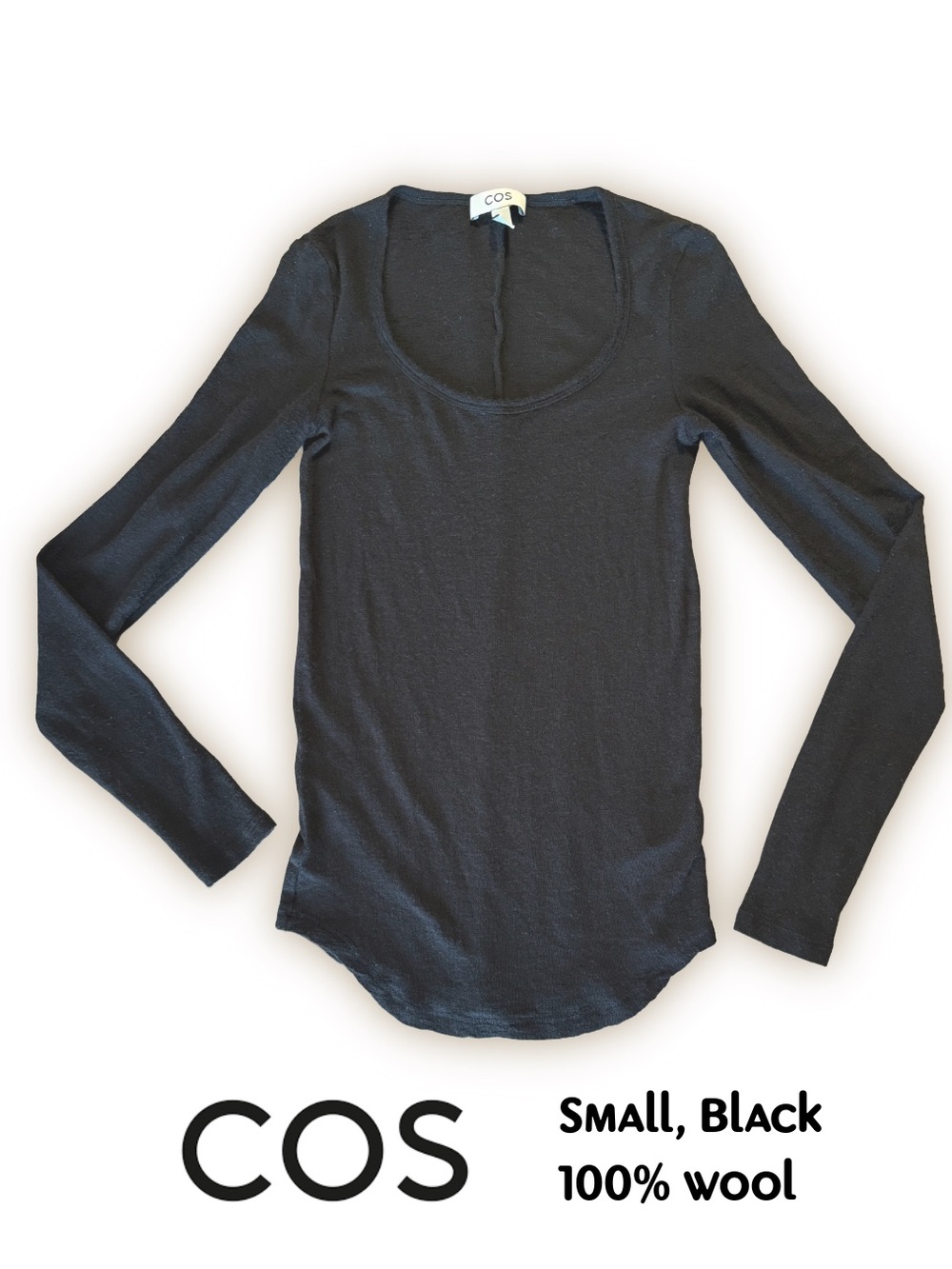 COS Black Long-Sleeve Scoop-Neck Bodysuit